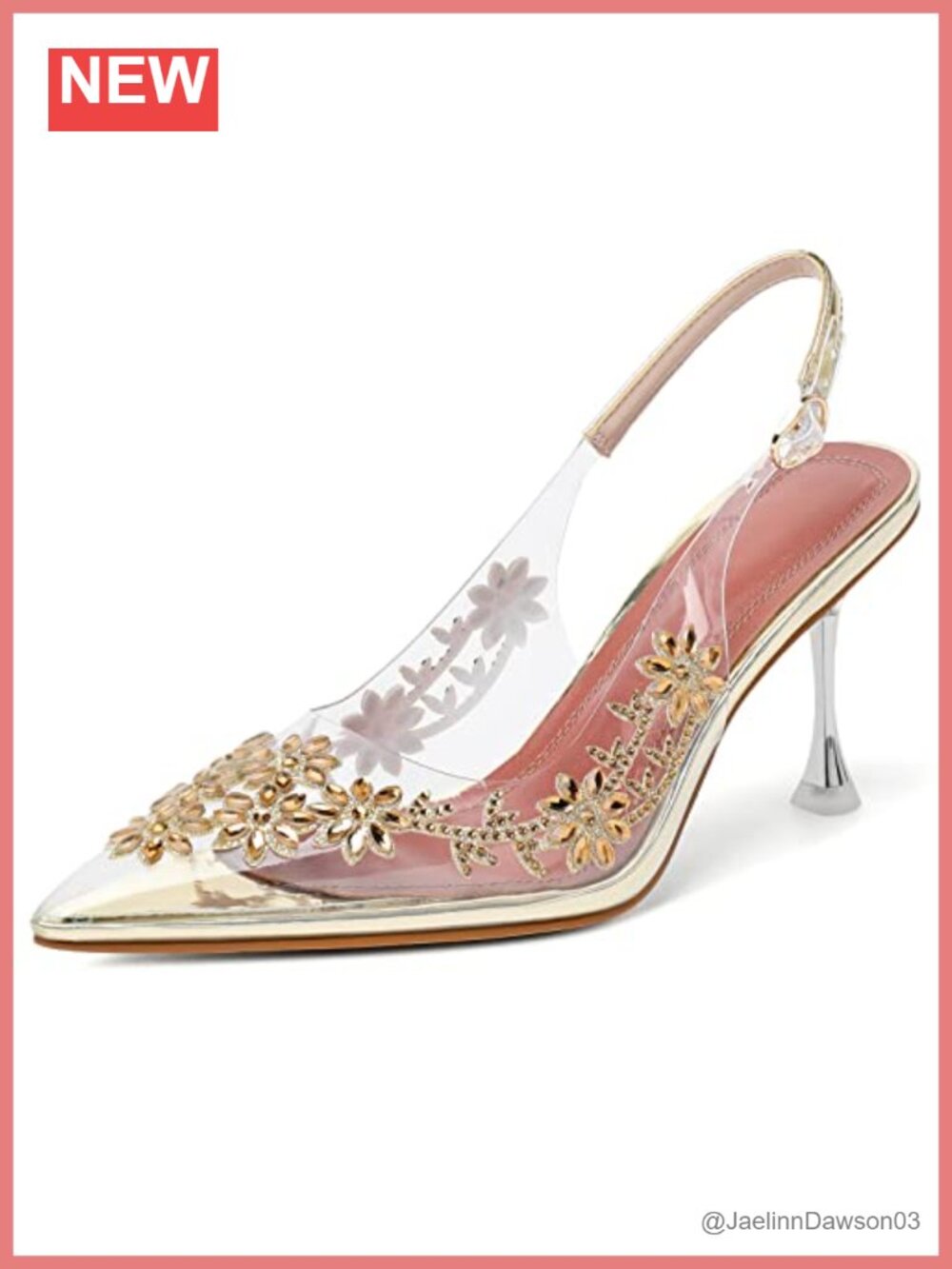 Clear Mule Sandals Pointed Toe Slingback Heels Rhinestone Pumps Wedding Shoes